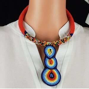 NWOT Kenyan Handmade Glass Maasaii Beads Necklace 🇰🇪